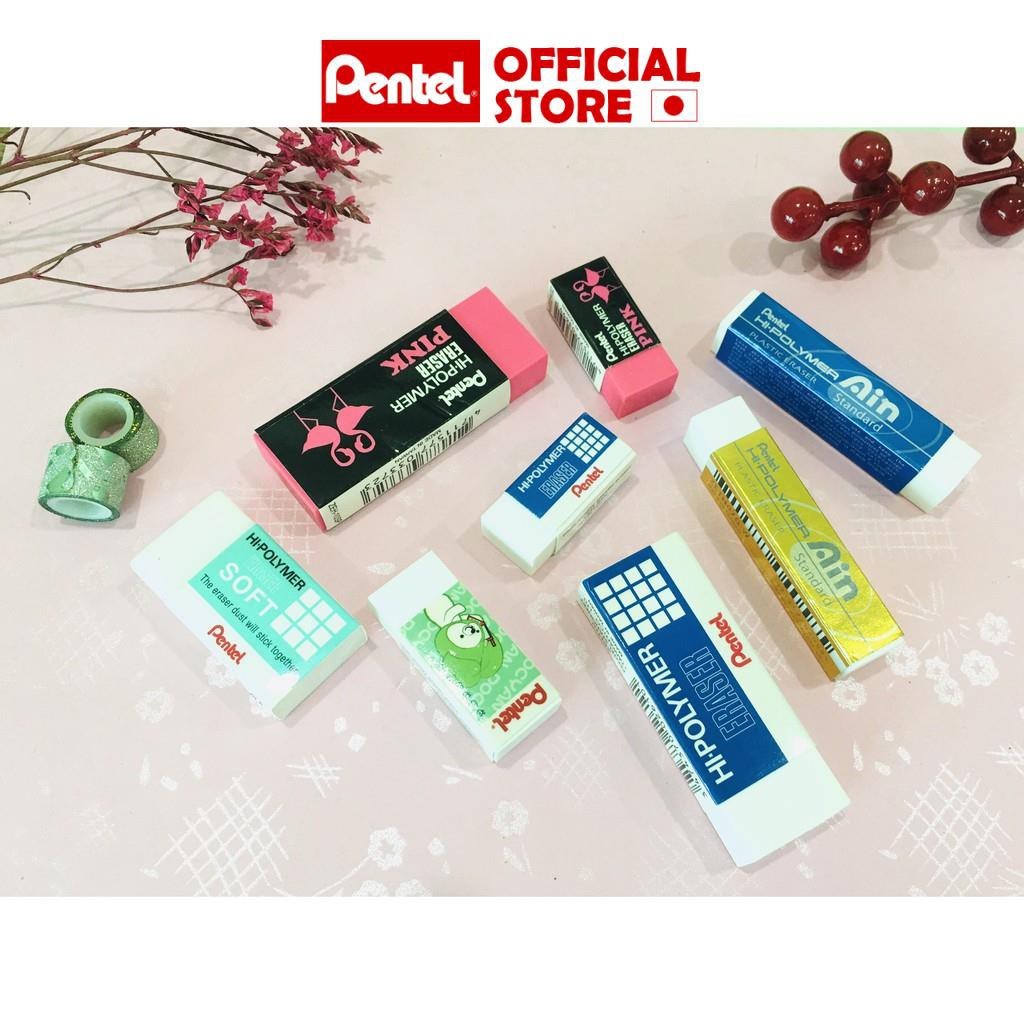 Combo 6 tẩy bút chì Pentel ZEH đủ size gôm tẩy siêu sạch mềm ít vụn an toàn cho học sinh