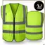 Quần áo phản quang Áo vest an toàn Áo phản quang In logo tùy chỉnh Trang xây dựng thoáng khí Huỳnh quang Xanh W