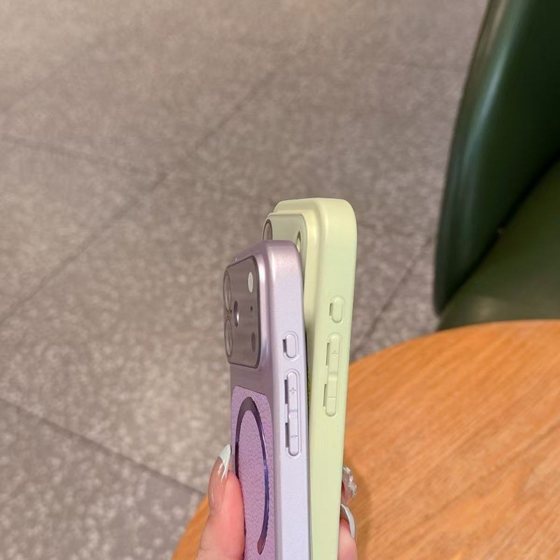 Ốp điện thoại cứng hình vải lanh sang trọng C từ tính tức thì 17 thích hợp cho iPhone 17 16 15 14 13 12 11 Pro Max Plus Ốp lưng