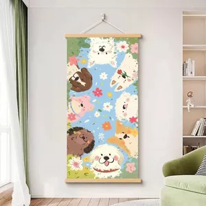Dễ Thương Tranh Nhỏ Thăm Dò Mèo Mèo Phòng Ngủ Phòng Khách Nền Giá Trị Cao Trang Trí Tường Tranh Tặng Gỗ Chắc Chắn Cuộn Tranh 5.26
