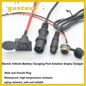 Cổng sạc pin GUSTAVA, Bộ sạc xe điện 3 chân nam và nữ, phích cắm 6 kiểu có nắp Phụ kiện xe điện