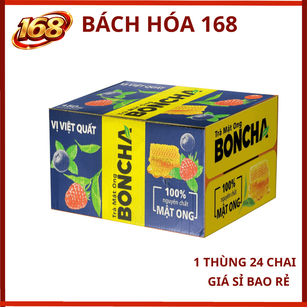 Thùng 24 chai Trà mật ông Boncha vị VIỆT QUẤT 450ml - Chill chill về chiều