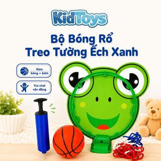 Bộ Bóng Rổ Mini Hình Ếch Xanh KidToys - Kèm Bóng Và Bơm Cho Bé Chơi Vận Động