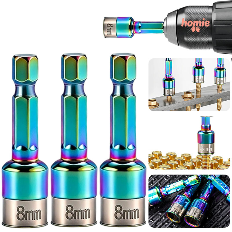 ✨Homie✨Ổ cắm tuốc nơ vít không khí không từ tính phổ thông 8mm Độ cứng cao Chuôi lục giác màu