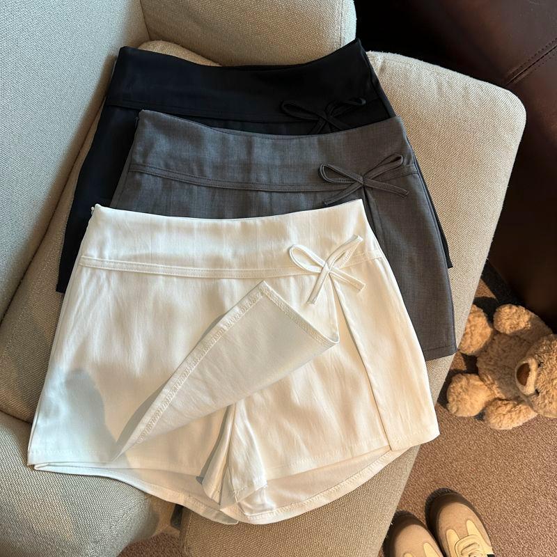 [Hàng mới về] Phong cách Hàn Quốc Nơ Sang trọng Chia Culottes Nữ Mùa xuân 2026 Phong cách mới Eo cao Chữ A Slim-Fit Ôm ôm ôm hông