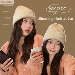 Mũ ấm OUSXA, Len dệt kim màu trơn, Áo len nam Hip-hop chống gió ấm áp mùa đông