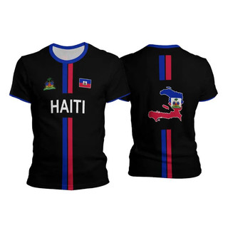 Áo bóng đá Haiti Áo thun thể thao nam Cờ Haiti Đường phố Quá khổ Áo Unisex Đồ họa thông thường Tee Áo Y2k Nam