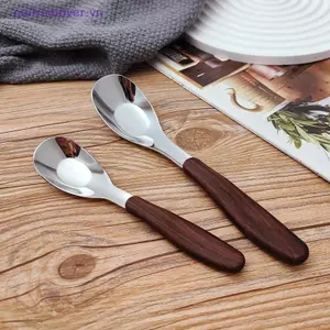 Thìa Inox Có Giả Hạt Gỗ Tay Cầm Nhà Bếp Bộ Đồ Ăn Bộ Đồ Ăn Bữa Tối Món Tráng Miệng Cơm Thìa Canh Tiện Ích MỚI