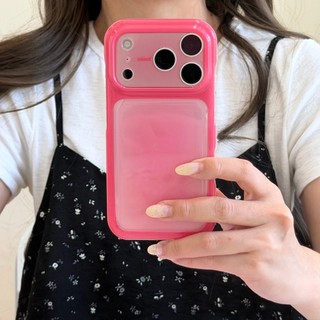 Ốp Điện Thoại Trong Suốt Silicon Thạch Hồng Gradient Hàn Quốc Cho iPhone 17Promax 17Pro 15 16 Pro Max Túi Khí Chống Sốc Nữ Vỏ Di Động
