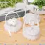 DAYBREAK Hộp Nhẫn Hình Trái Tim, Gối Nhẫn Chất Liệu Satin Ren Trắng, Có Tay Cầm Nơ Mini Nhẫn Cưới Gối Ngày Lễ Tình Nhân