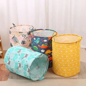 Giỏ đựng đồ giặt bẩn dung tích lớn, thùng đựng đồ chơi có thể gập lại in hình phong cách Hàn Quốc, đa chức năng để sử dụng tại nhà
