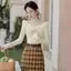 AN.MART Pháp Retro Nhẹ Nhàng Ba Chiều Hoa Ngoài Vai Dài Tay Áo Len Dệt Kim Mỏng Cho Nữ VN