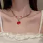AN.MART Y2K Đỏ Anh Đào Trái Tim Đính Hạt Choker Nelace Nữ Boho Hạt Anh Đào Mặt Dây Chuyền Nelace Vintage Không Đều Nelace Trang Sức VN