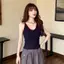 AN.MART Fashion Hot Girls Màu tương phản Áo hai dây mỏng không tay U-ne có đệm ngực VN