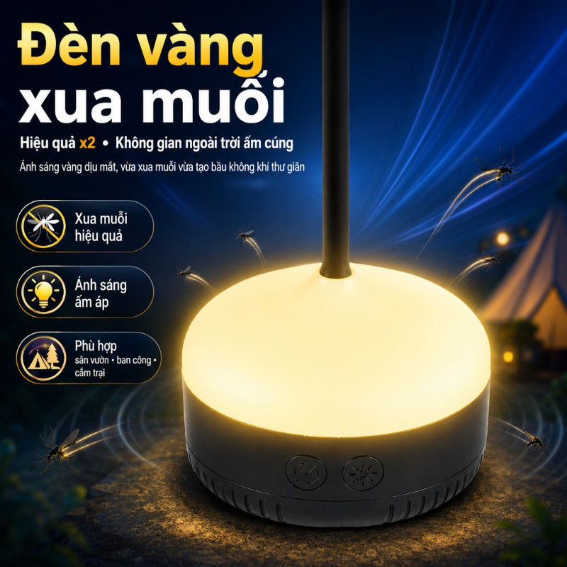 Quạt Đuổi Ruồi Muỗi Bàn Có đèn，Máy đuổi ruồi cánh quạt đa chức năng ngoài trời IPX4