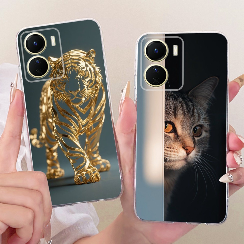 Dành Cho Vivo V2204 V2214 Dành Cho Vivo Y16 Ốp Lưng Mèo Dễ Thương Hoa Sang Trọng Sơn Thoáng Mát Vỏ Điện Thoại Mềm Cho Vivo Y 16