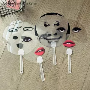MỚI Mới Ngộ nghĩnh Biểu Hiện Parody Trừu Tượng Quạt Sáng Tạo Trong Suốt Tay Tròn Du Lịch Ảnh Quạt Đạo Cụ Cho Đảng Ủng Hộ Tiểu Thuyết Quà Tặng SKY