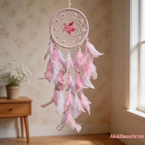 Dream Catcher với lông vũ Trang trí phát sáng trong bóng tối Lưới treo đồ trang trí cho phòng ngủ gia đình