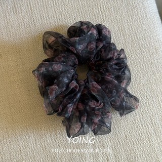 Yoing / Retro Floral Gạc Scrunchy Phụ kiện tóc buộc tóc