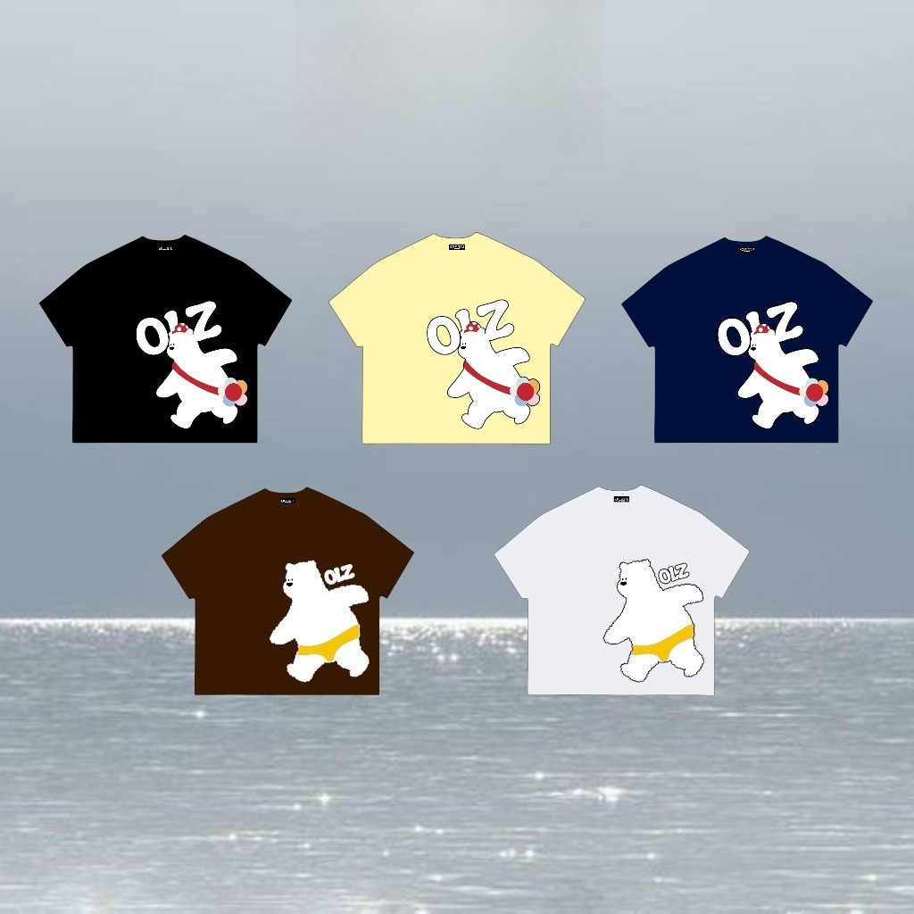 （Giao hàng 24h）Angela Áo Thun Boxy Tay Ngắn Local Brand Form Rộng 220gsm "BEAR" Cotton Áo Phông Form Rộng Nữ Kiểu Đẹp