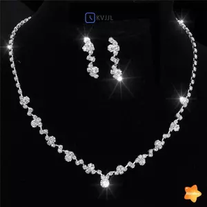 Bộ Bông Tai Pha Lê Phù Dâu Bạc Trang Sức Cưới Cô Dâu Trang Sức Mới