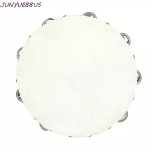 JUNYUE88US Hand Tambourine, 4 / 6 / 7 / 8 / 10 inch Da cừu Trống Tambourine, Orff Tambourine Bell Âm nhạc Timbrel Bộ gõ trống cầm tay tròn Nhạc cụ âm nhạc
