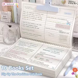 BEABOUT Sổ tay cuộn dây, Lưới / Đường ngang Giấy dày B5 Notepad, Thiết kế phân vùng đơn giản Mind Pad Học sinh