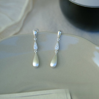 Bông Tai Thiết Kế Mờ Chải Zircon Giọt Nước Bông Tai Nữ Vintage Ánh Sáng Sang Trọng Thời Trang Thanh Lịch Đi Lại Bông Tai