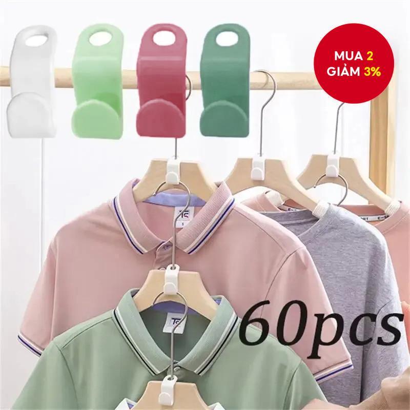 60 Cái / bộ Nhựa Móc Treo Kết Nối Móc Xếp Chồng Tiết Kiệm Không Gian Lưu Trữ Đa Năng Treo Quần Áo Giá