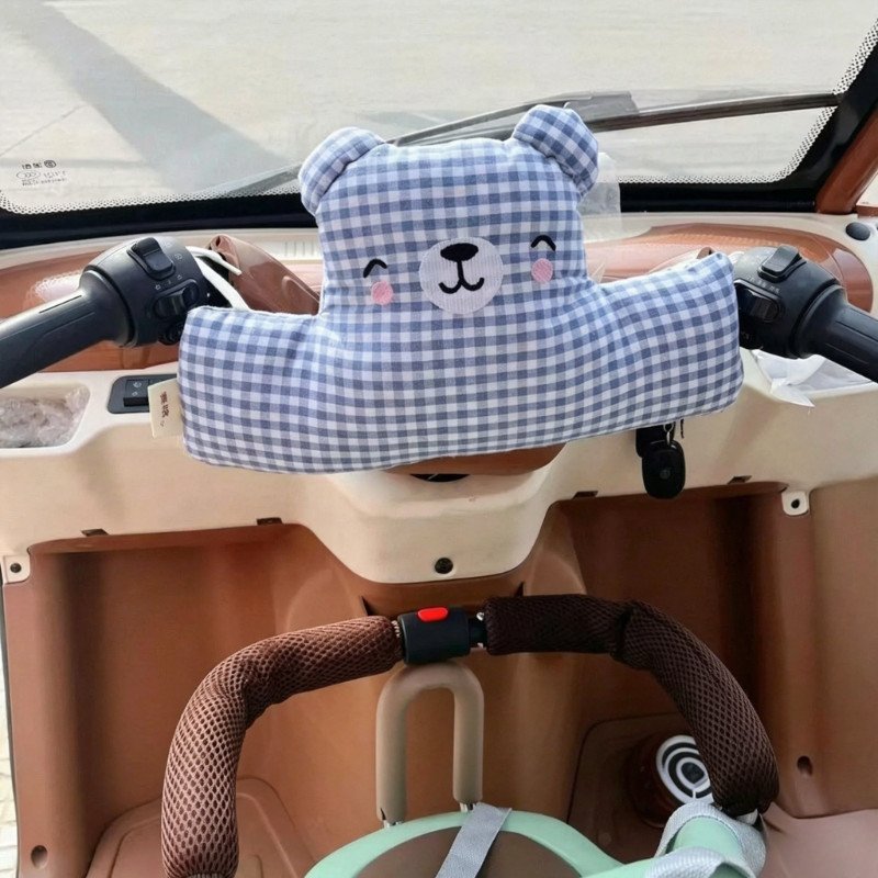 đệm chống va xe điện cho bé gối bảo vệ đầu cotton êm dày an toàn ghế trước hình gấu