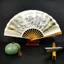Phong Cách Trung Hoa 33cm Nam Quạt Vải Lụa Retro Gấp Phong Cách Cổ Điển Gấp Quạt Hanfu Rỗng Quạt Xương Quạt Retro Gấp 5AHT