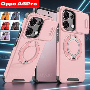 Dành Cho Oppo A6C A6S 5G A6Pro A6 Pro A6X A6T 2025 Vỏ Điện Thoại Giáp Nhẫn Đứng Vỏ Bảo Vệ Ống Kính Từ Tính OppoA6Pro OppoA5Pro A5 A5X A5i A3X A3Pro Ốp Lưng Chống Sốc