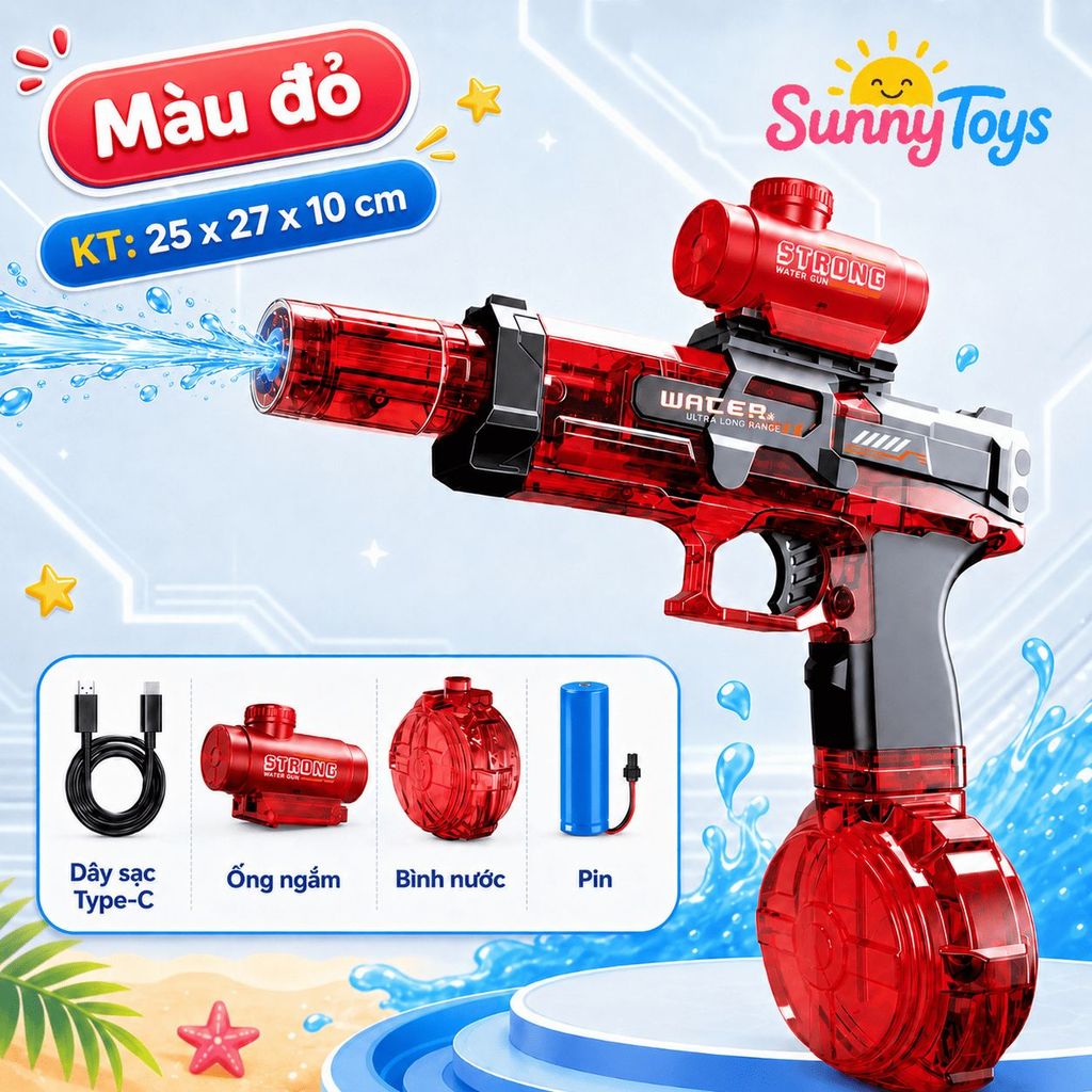Đồ Chơi Phun Nước Điện T60 SunnyToys - Tự Động Phun Nước, Bình Chứa Lớn Cho Bé Chơi Ngoài Trời
