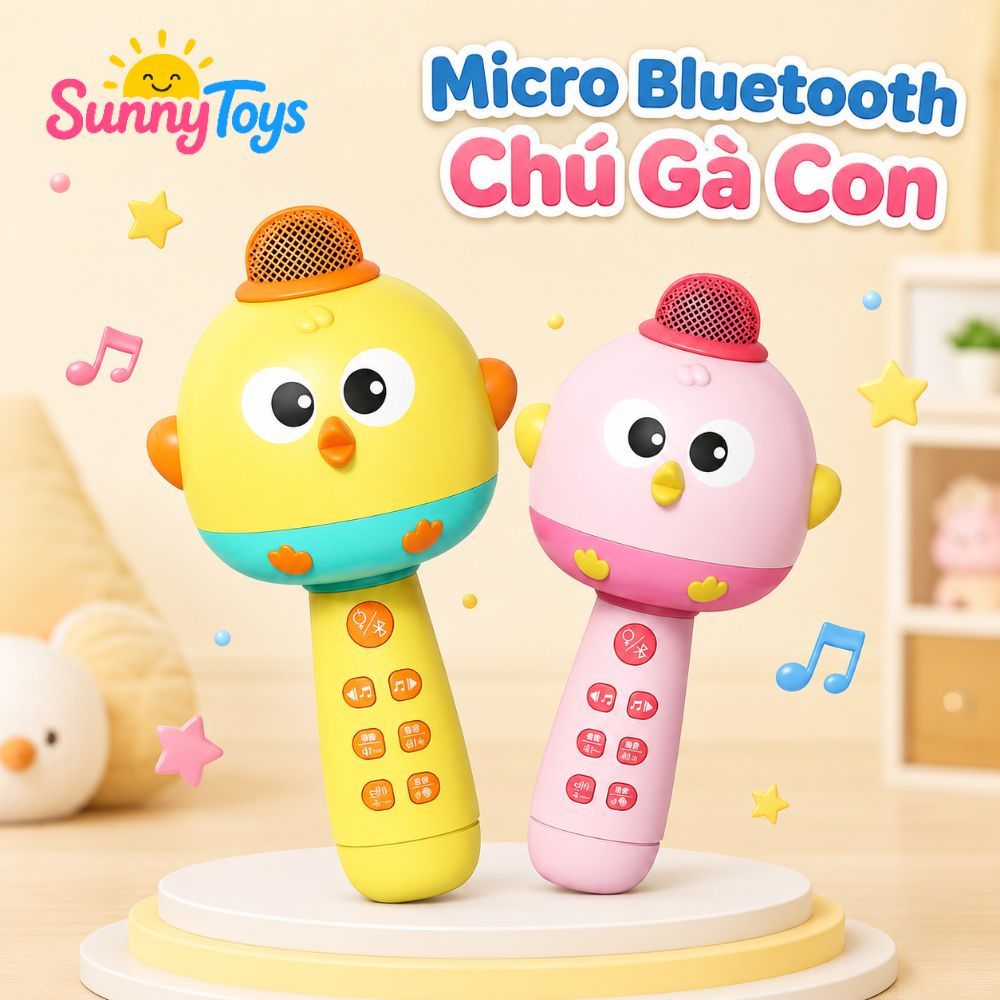 Micro Gà Con SunnnyToys Có Bluetooth - Đồ Chơi Karaoke Sạc Điện Cho Bé Vui Hát