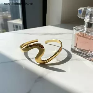 Vòng tay mở hình sóng VFZ dành cho nữ Trang sức thanh lịch đơn giản tối giản cho ngày lễ tình nhân OTE