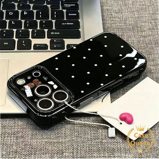 Cho iPhone 17 16 15 11 14 13 12 Pro Max XR X XS Max 7 8 16 Plus SE Air Full Màn Hình Chấm Bi Trắng Hoạt Hình Gấu Bong Bóng Trái Tim
