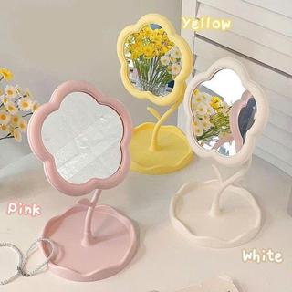 Gương Để Bàn Trang Điểm Hình Hoa Màu Pastel Khung Nhựa ABS Xoay 360 Độ Tiện Lợi