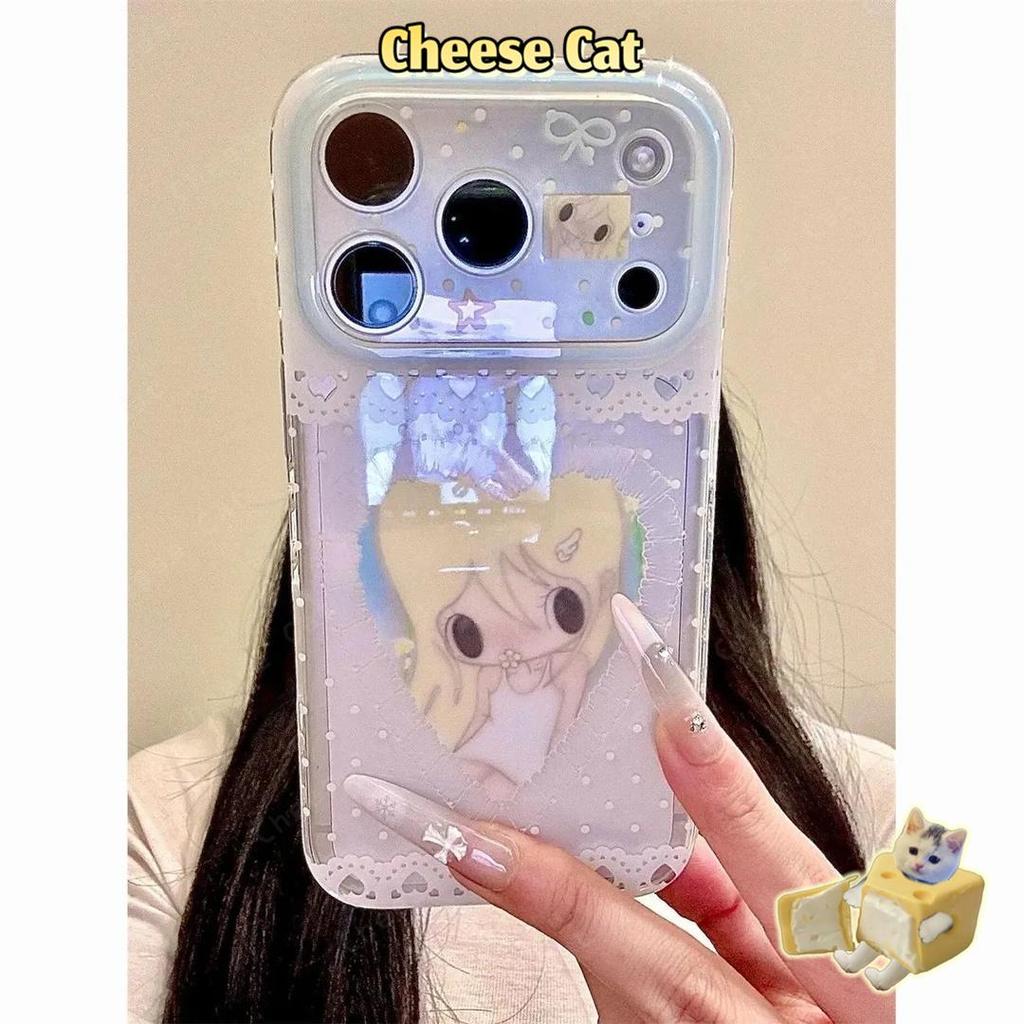 Ốp điện thoại hình cô gái tình yêu màu xanh ren cho iPhone 13 14 Xs XR 11 12 15 Plus 16 12 11 17 Pro Max