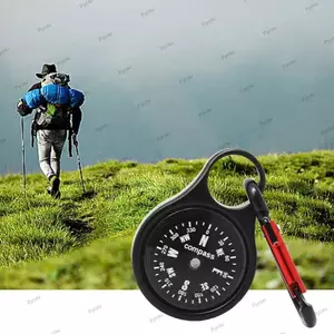 Kẹp Carabiner PYCOU, Móc La bàn tích hợp bằng thép không gỉ, Kim loại rắn di động Kích thước nhỏ gọn Khóa lò xo Carabiner hàng ngày