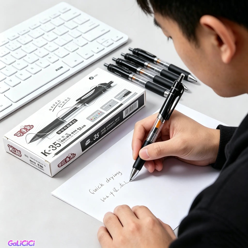 [Mua 12 Tặng 12 Ruột ]Bộ 12 bút gel K35 0.5mm mực đen,xanh biển, đỏ viết mượt nhanh khô không lem học sinh văn phòng DIY