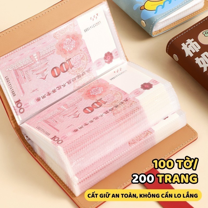 Sổ tiết kiệm đựng tiền Capybara bìa da PU khóa mật mã 100 trang quản lý chi tiêu cho bé người lớn