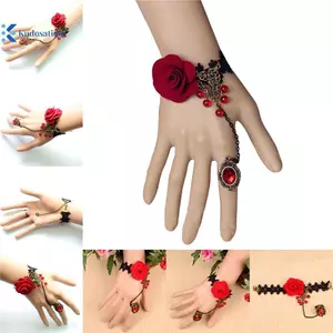 Kudosation Thời Trang Gothic Gothic Gothic Retro Vintage Hoa Ma Cà Rồng Dép Hoa Hồng Ren Vòng Tay Đẹp