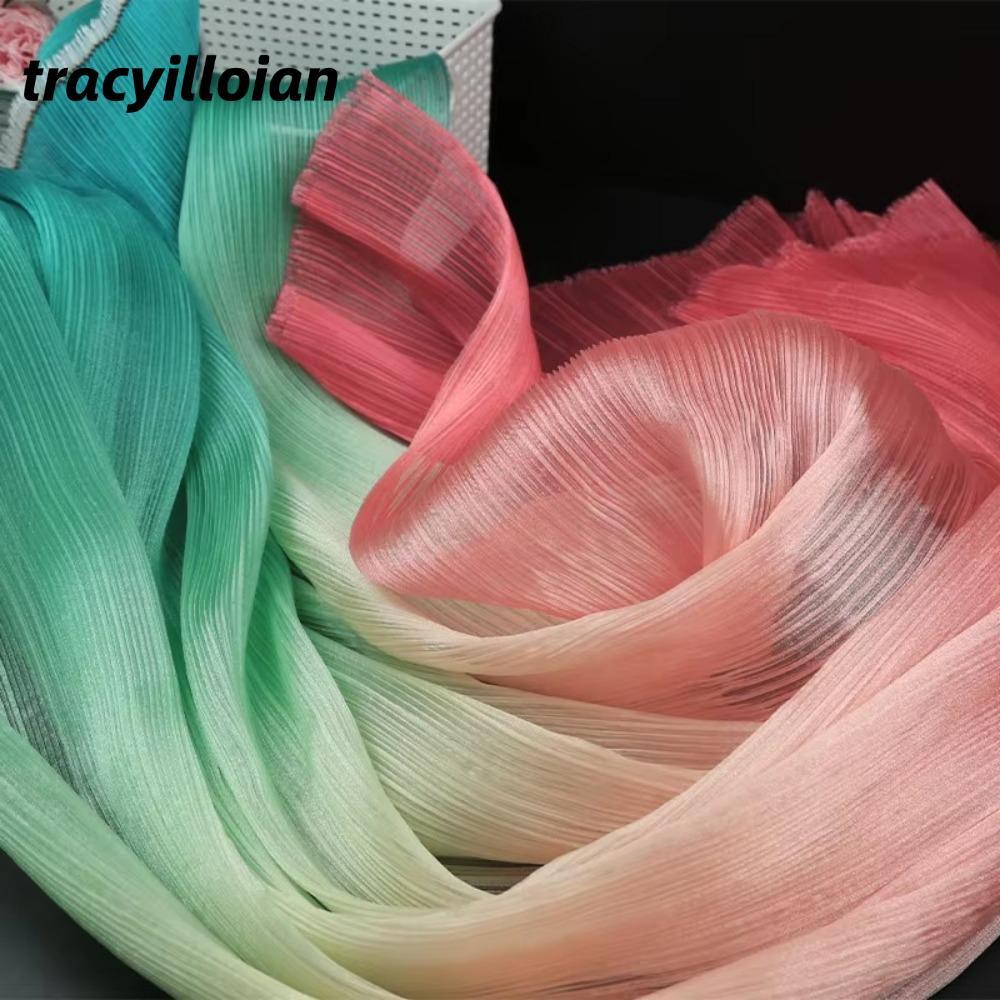 Vải lưới TRACELIOIAN Organza, Vải kết cấu xếp li sáng DIY, Màu Gradient thời trang Handmade Thiết kế vải nền đám cưới