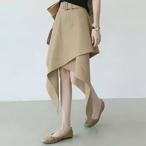 Váy Kaki Mùa hè Thiết kế phong cách mới Không đều Đi lại Thời trang Phong cách thanh lịch Váy ngắn thời trang