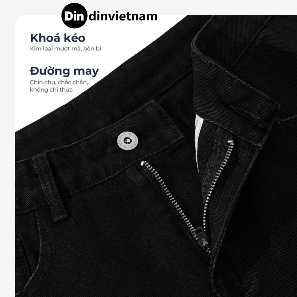 Quần Short Jean Nam DIN, Quần Bò Đen Rách Nhỏ Form Trên Gối, Chất Cotton Thoải Mái Dễ Phối Đồ JD388