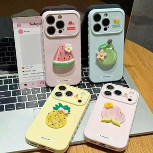 Ốp lưng iPhone búp bê trái cây 3D mùa hè Vỏ nhựa mềm bên tình yêu iP - 7/8/X/XS/XR/11/12/13/14/15/16/17/Plus/Air/Pro/Max