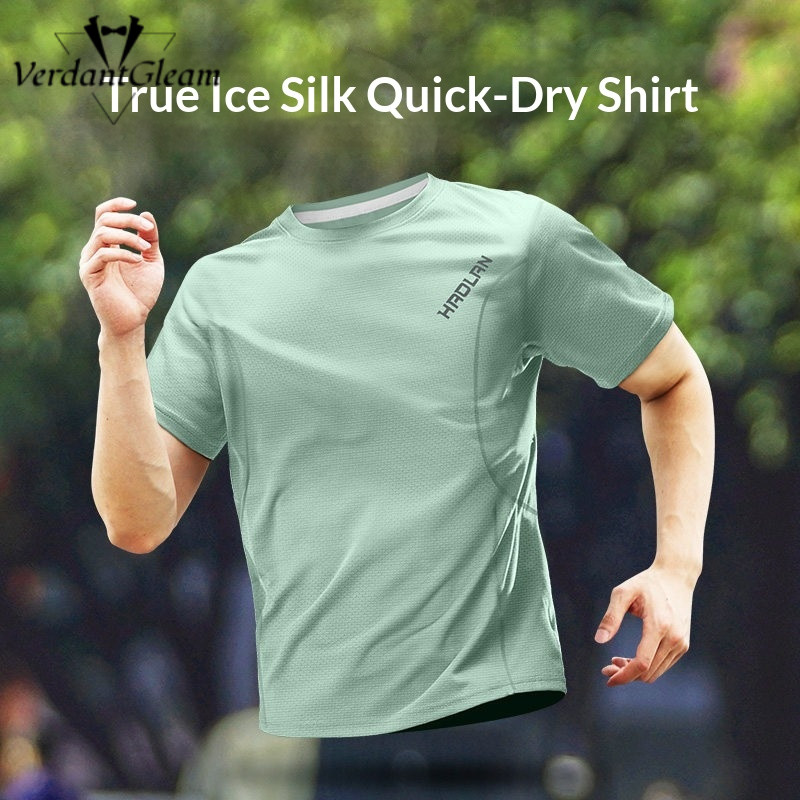 Áo thun thể thao khô nhanh VG Ice Silk dành cho nam, chạy bộ, tập cầu lông, trang phục thể dục, thoáng khí