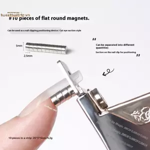 TRTR 10 Chiếc Móng Tay Mini Nam Châm Tròn Phẳng Cho Mắt Mèo UV Gel Ba Lan Hiệu Ứng Lấp Lánh Dụng Cụ Bấm Móng Tay Định Vị Thiết Kế Làm Móng Tay VN