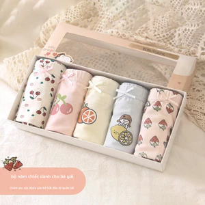 Bộ 5 Món, Đồ Lót Nữ, Sử Dụng Chất Liệu Cotton Nguyên Chất Cấp A, Nhẹ, Thoáng Khí, Thoải Mái, Thích Hợp Cho Mặc Mùa Hè.