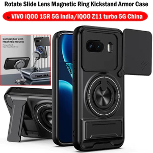 Ống Kính Trượt Funda Cho VIVO iQOO 15R 5G Ấn Độ Ốp Lưng Xoay Vòng Từ Tính Cho Vivo iQOO Z11 turbo 5G Armor Case Chân Đế Capa